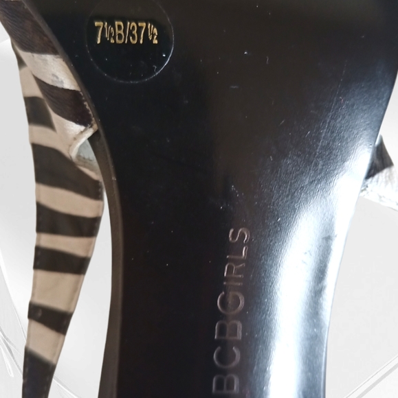 BCBGIRLS Zebra Stripe Leather Slingback Heel Pumps - Picture 15 of 16
